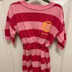 Pink Striped Kids Casual Dress